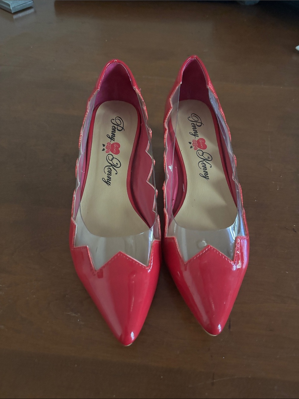 Penny Loves Kenny "Mixed" Hot Pink Patent & Clear D'Orsay Pumps - Size 6.5